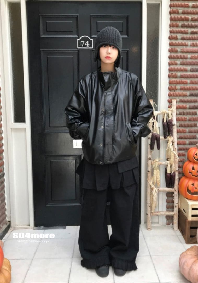 レイヤードスカートパンツ ラップパンツ ワイド スラックス 韓国