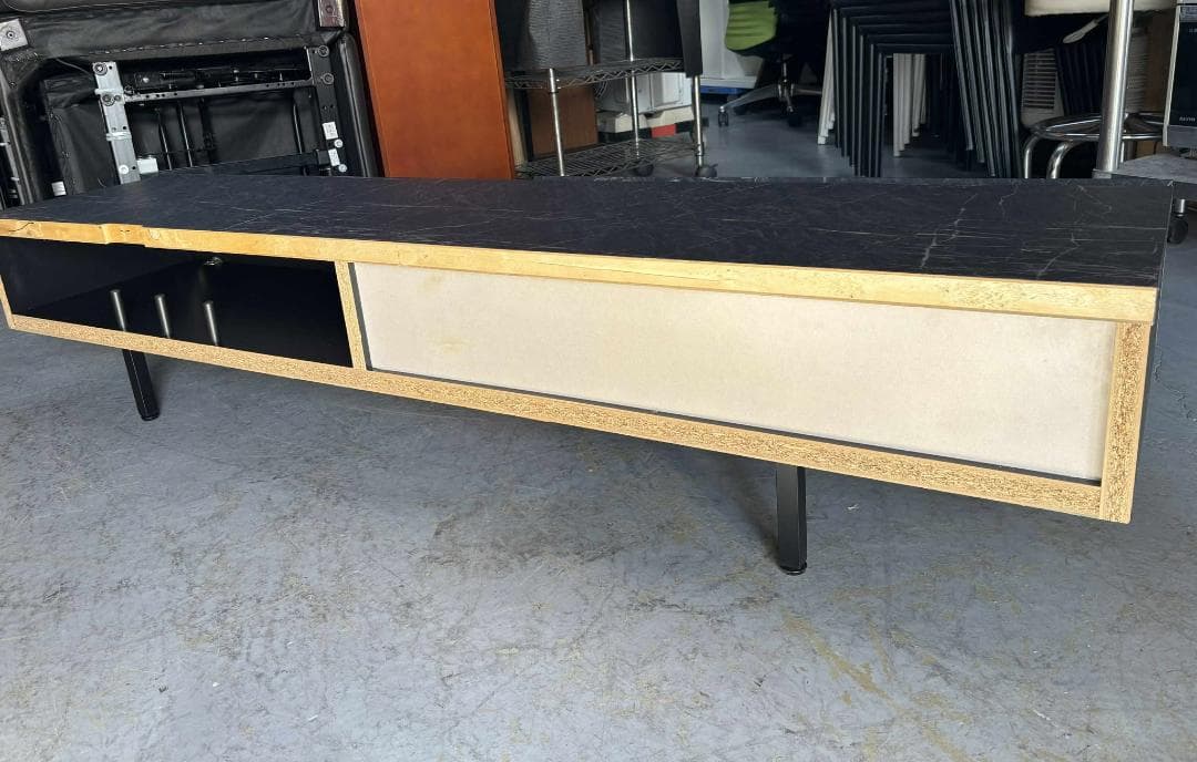 はしりん LOWYA 国産 大理石柄 ローボード 幅180 棚 おしゃれ