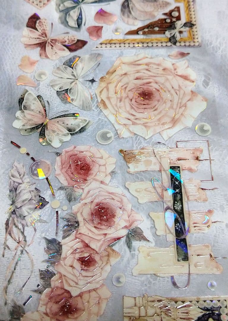 S31＃淬蝶流烟(贝壳光)Shine切り売り海外装飾マステ