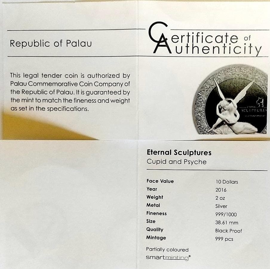 2016年 パラオ 天使 キューピッド 10ドル 2オンス 銀貨 PF70 UC