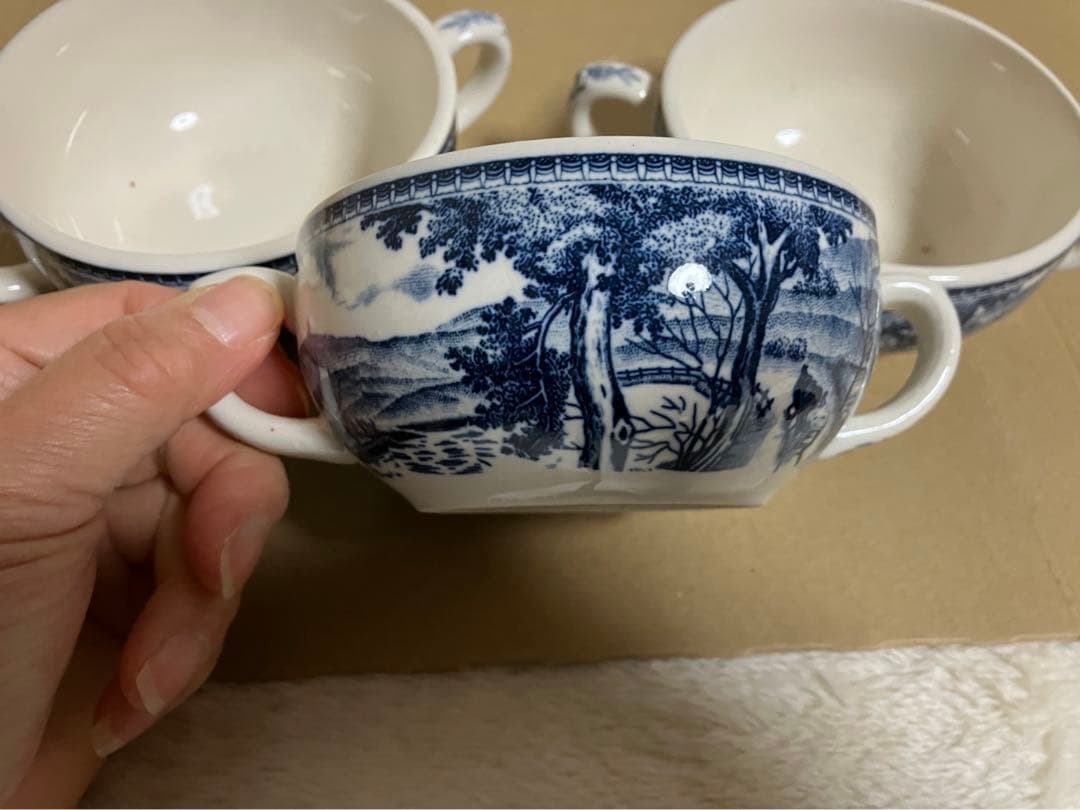 昭和レトロ　アンティーク オランダ18世紀の人物山水庭園風景画 インテリア食器