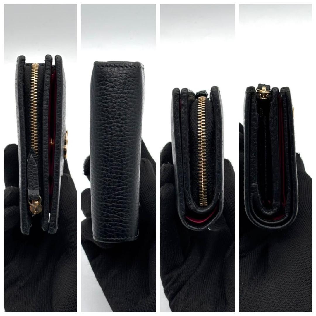 希少 完売品 日本限定 新品同様 箱袋付 グッチ ダブルG 二つ折り財布 黒 赤
