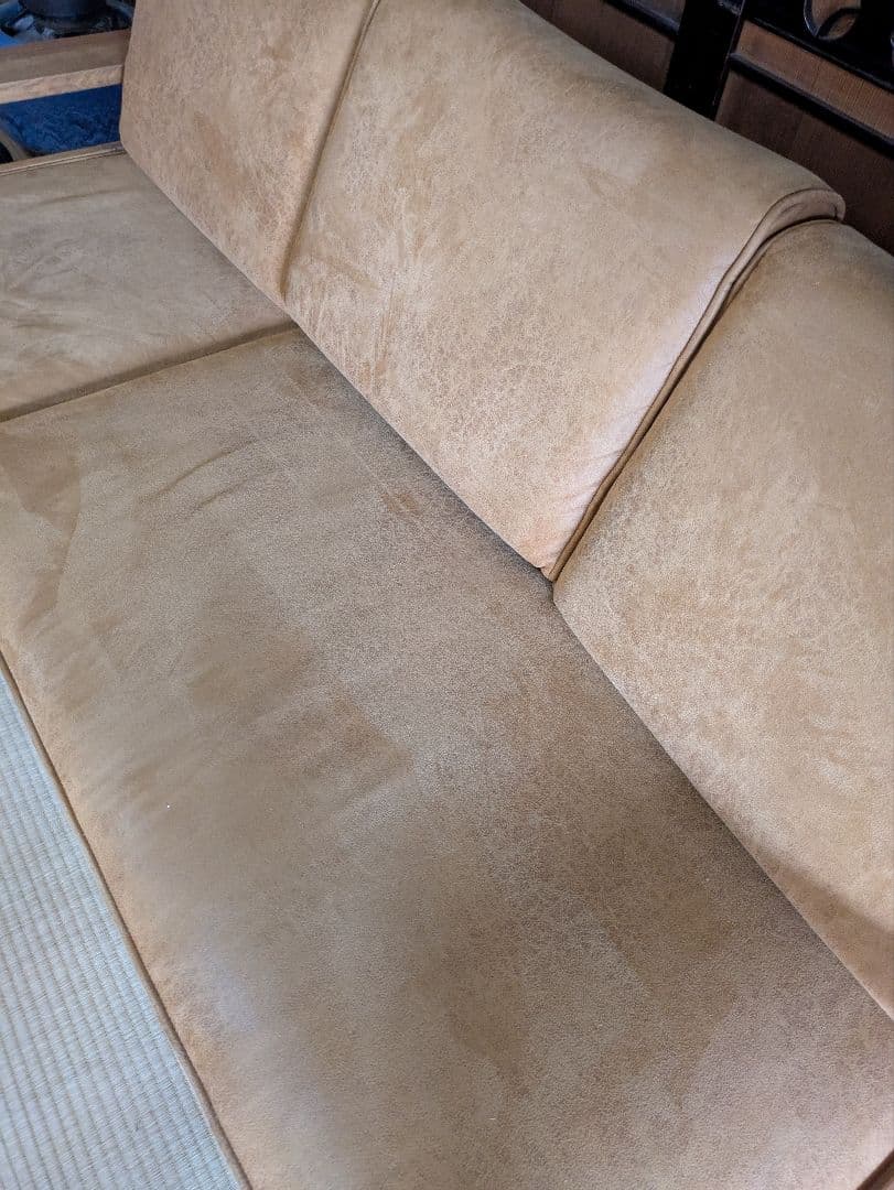 【美品】カウチソファ　レザーテックス キャメル 3人　 関家具　コパンⅡ 引取