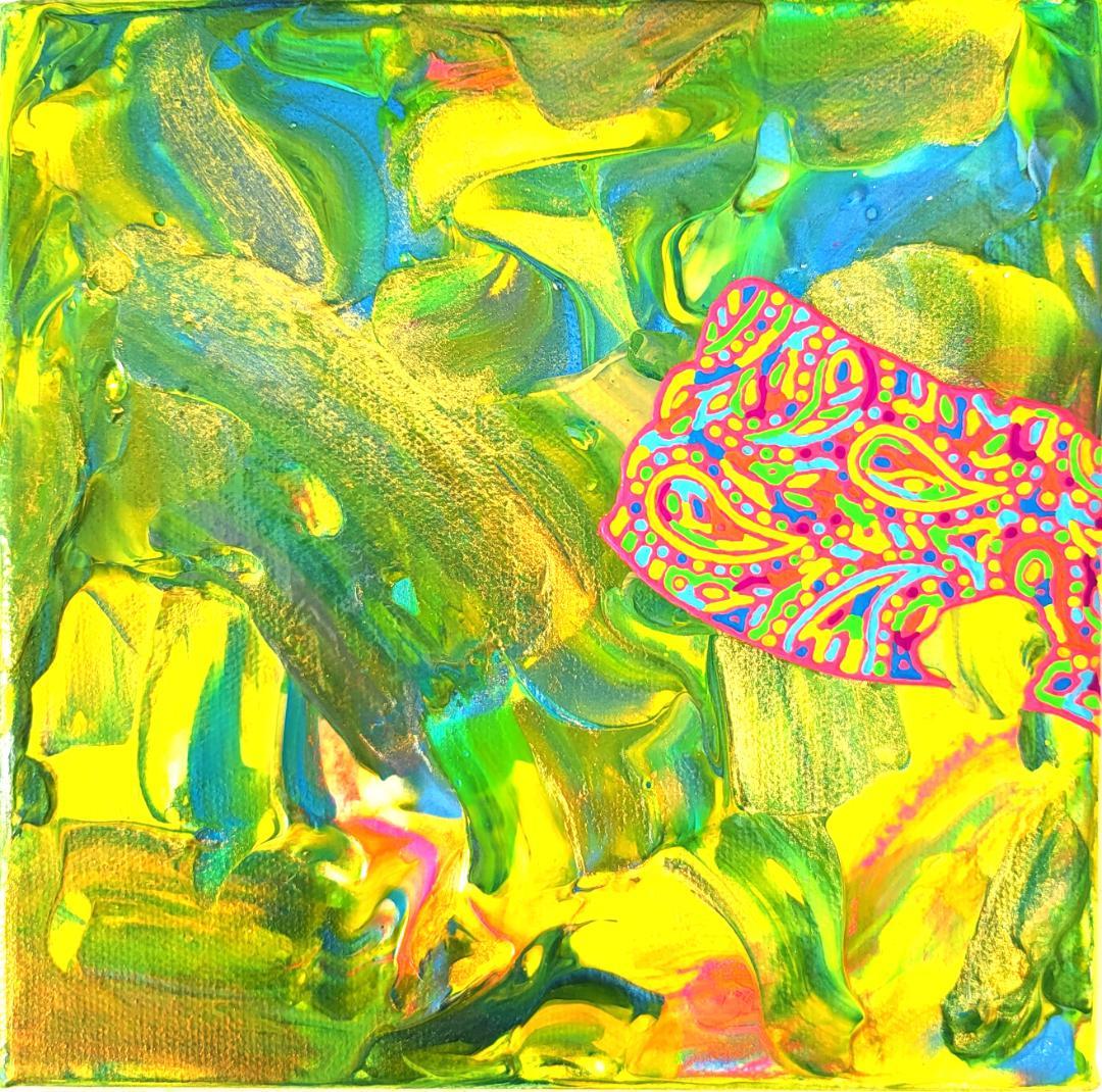 ティーンエイジ /テクスチャーアート 18×18㎝ S0 原画1点のみ モダン