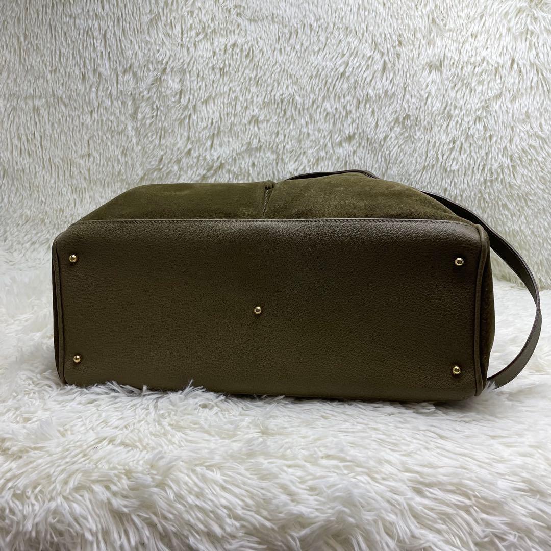 美品　GUCCI グッチ バンブー 2way ショルダーバッグ スエード カーキ