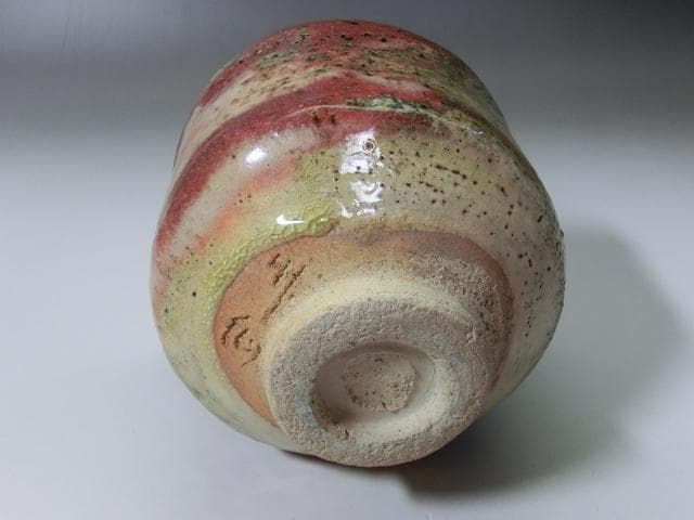 茶碗■万茶羅窯 楽抹茶碗 竹仙作 赤楽筒茶碗 共箱 お茶道具 骨董品 作家物■