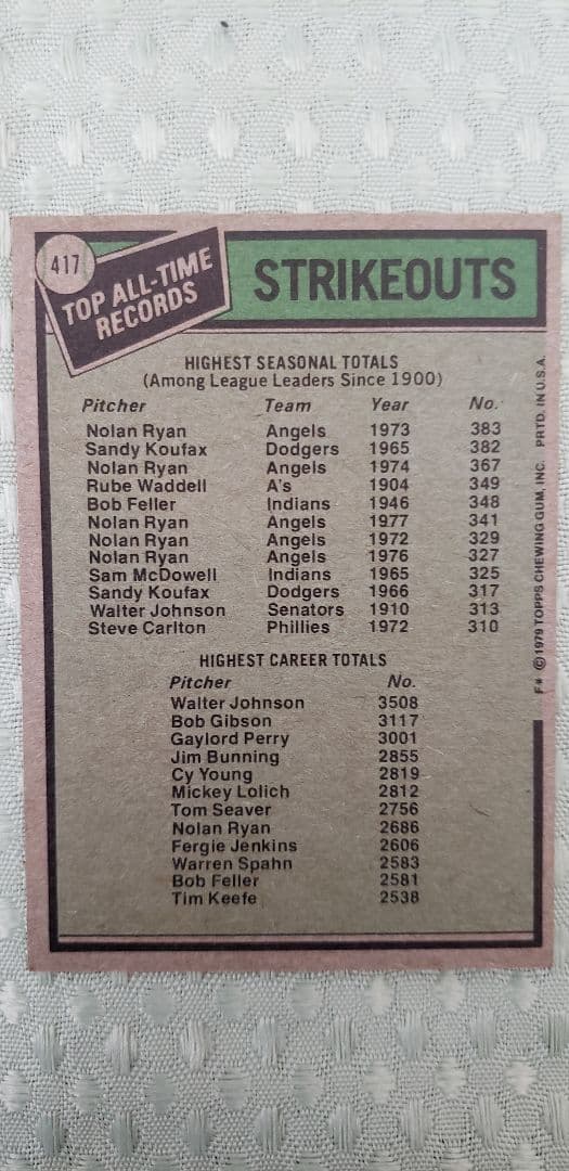 ノーラン　ライアン&ウォルタージョンソン　トップストレーディングカード