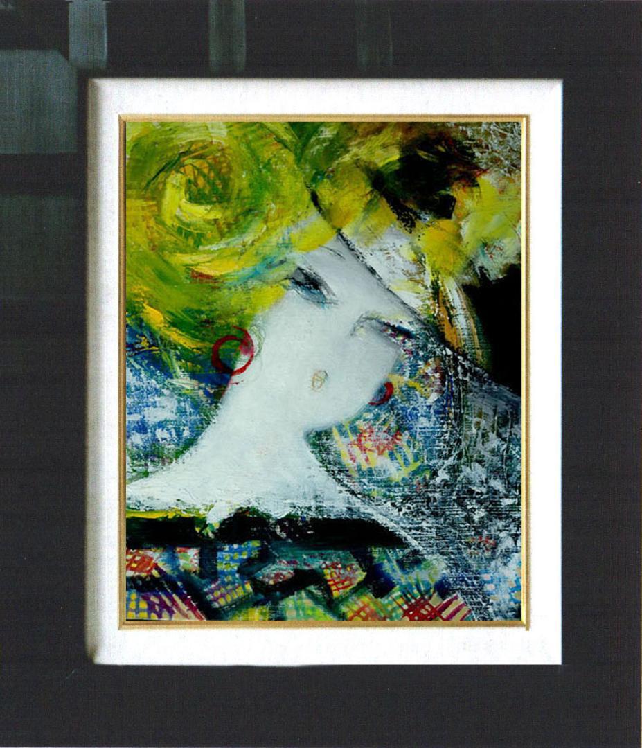 油絵 菅家令子 絵 絵画 インテリア 額付(黒) F6-080312 人物 女性