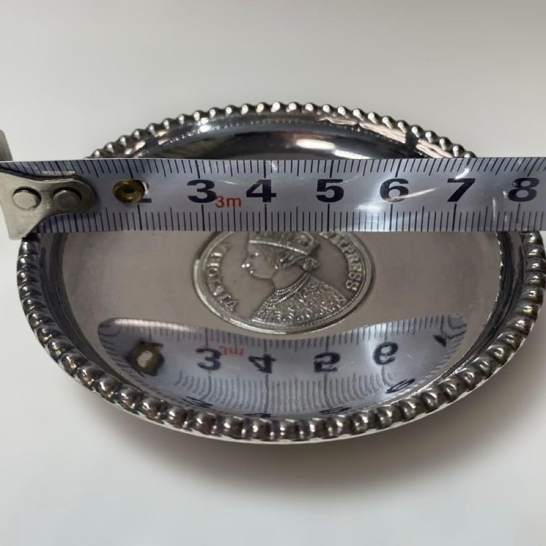 ビクトリア女王 純銀  モチーフ皿、インドONE RUPEE