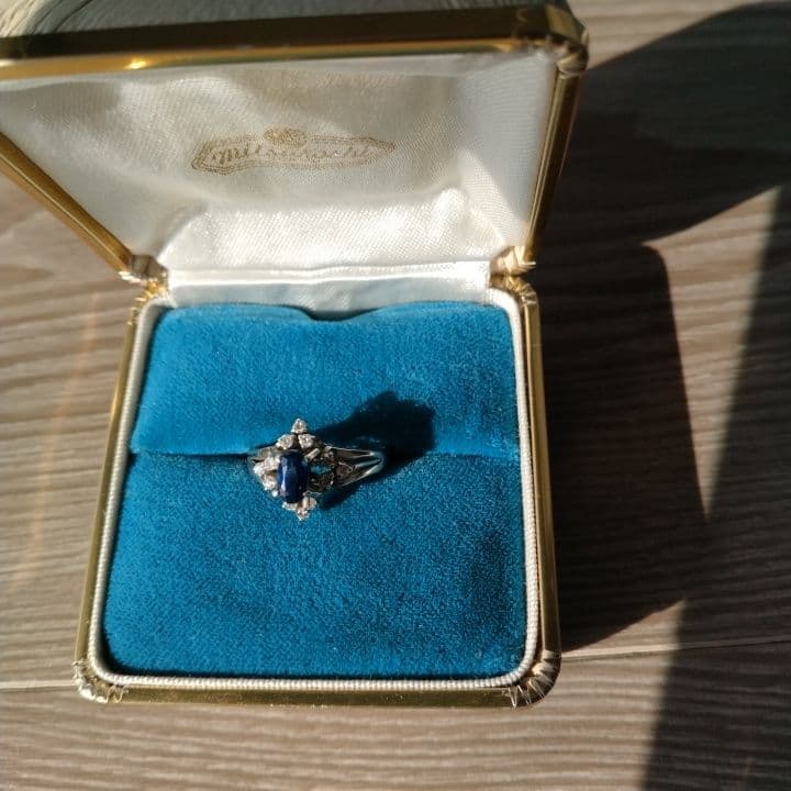 アンティークリング⭐︎プラチナ900サファイヤダイヤリング⭐︎11号