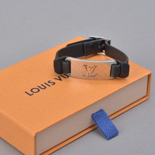 ルイヴィトン ブラスレ シャンゼリゼ ブレスレット バングル シルバー黒 レザー