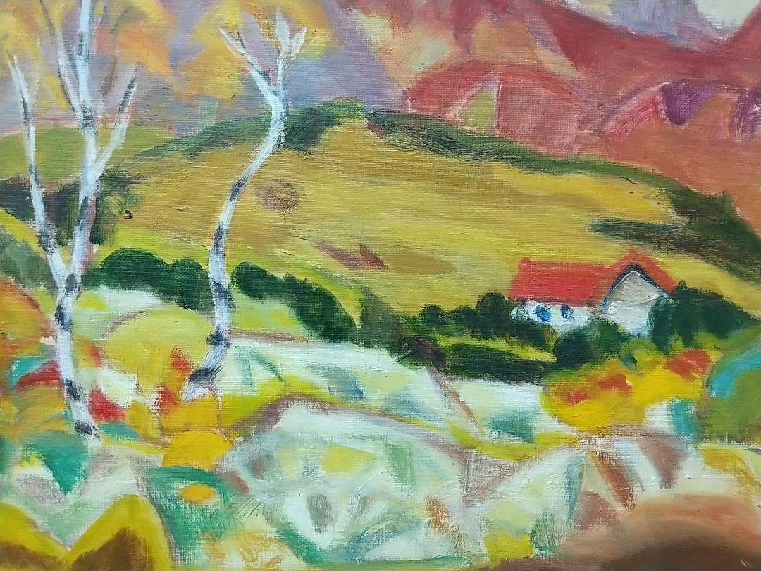 F8  「晩秋妙高高原」 絵画 油絵