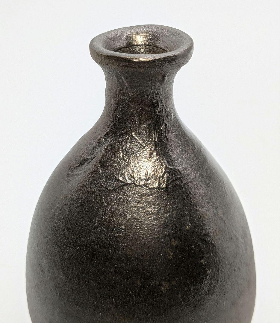 岡山県重要無形文化財 山本出 備前焼 銀彩徳利A 酒器 花器 一輪挿し花瓶 花入