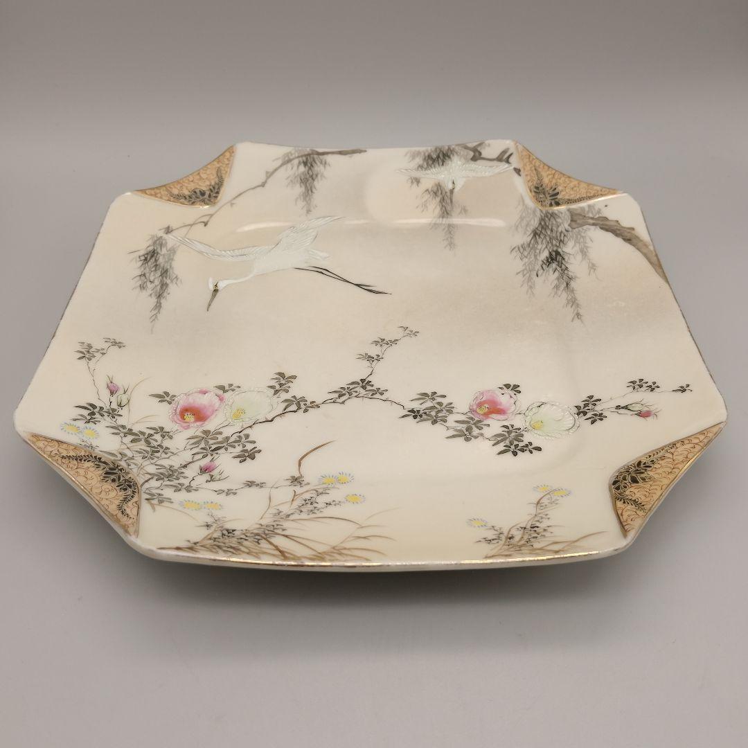 明治時代　輸出品　里帰り　横浜焼　白鷺　オールドニッポン　皿　骨董