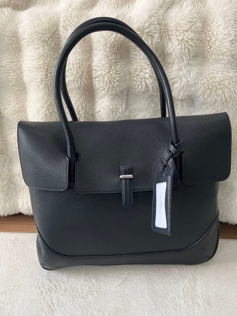 黒 レザー ビジネス トートバッグ