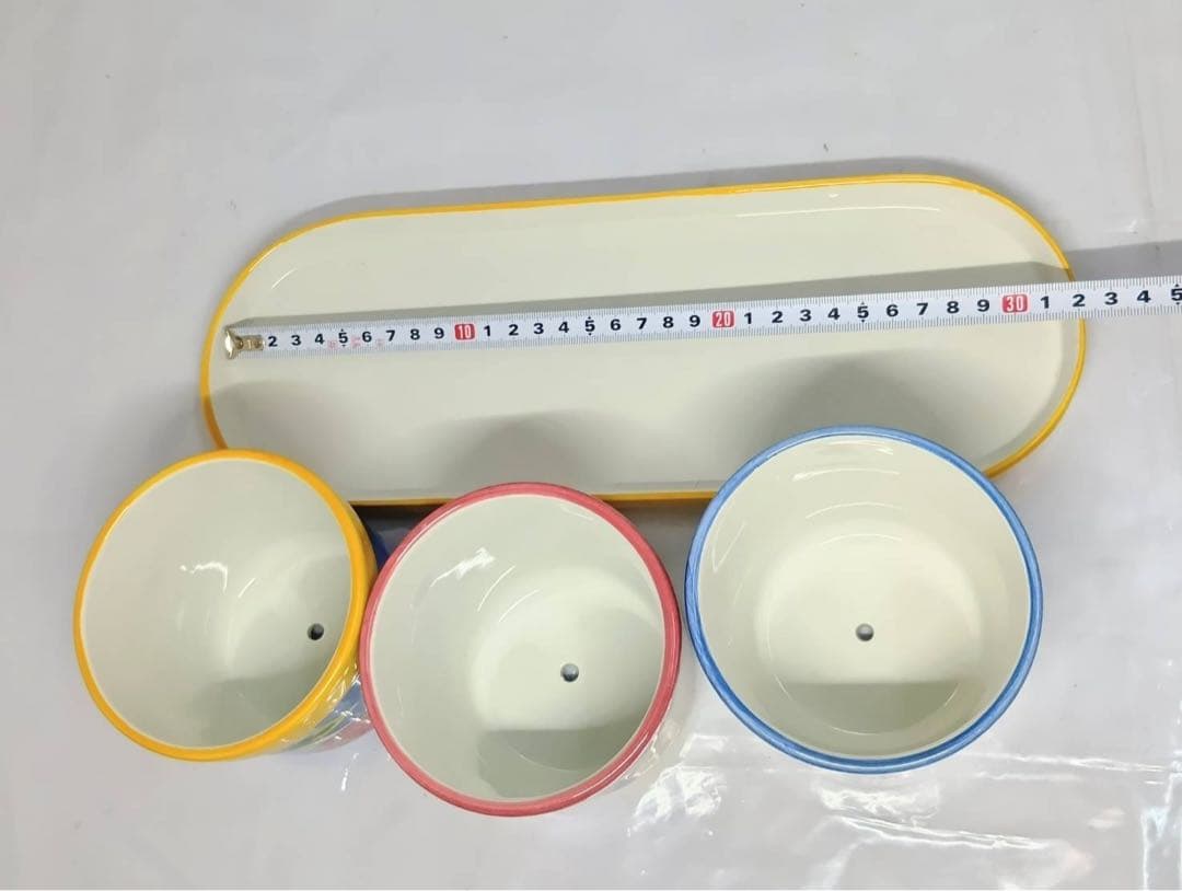 植木鉢 セット ポルトガル製　3鉢　陶器製　ジョウロ スコップ付き アンティーク