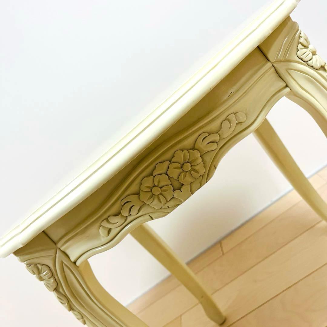 ロココ調　猫脚　ラウンド　ホワイト　テーブル　コーヒーテーブル　送料込み