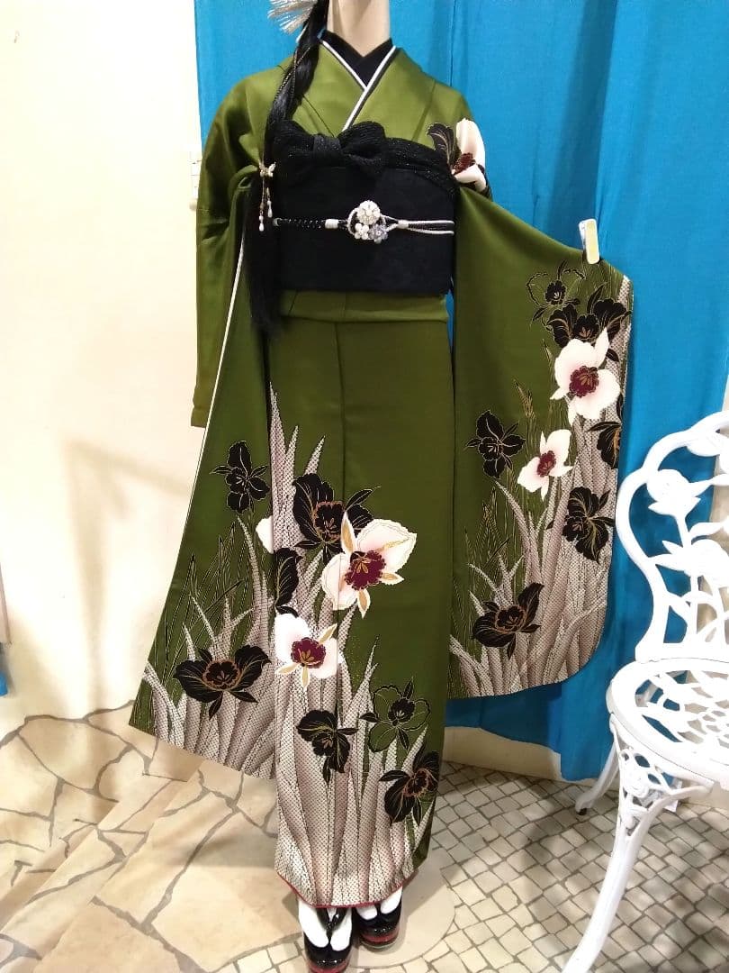 【専用】です❗、正絹振袖成人式、半襟重ね衿、帯揚げ帯締め、ジャガード織り帯、襦袢