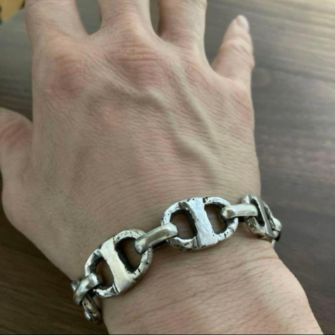 シルバー925砂型鋳造アンカーチェーンブレスレット