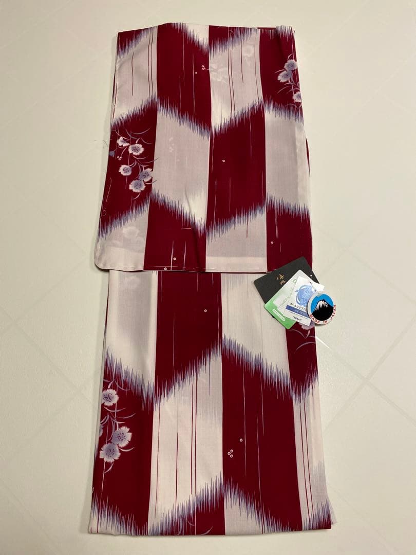 浴衣　きもの道楽　ゆかた　ポリエステル　東レ　セオアルファ　赤　白