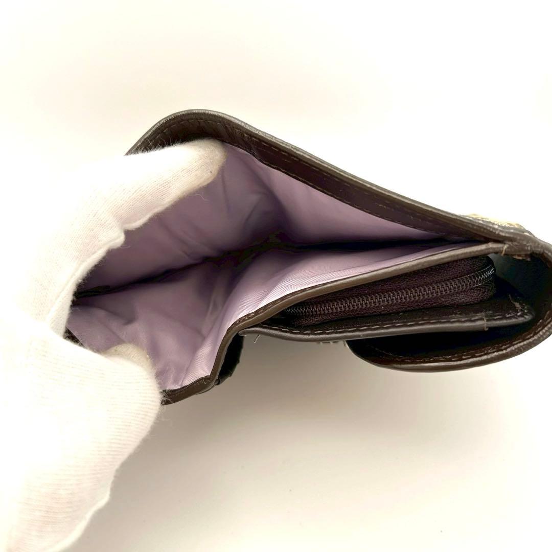 【超美品】COACH コーチ シグネチャー キャンバス 三つ折り財布 バックル