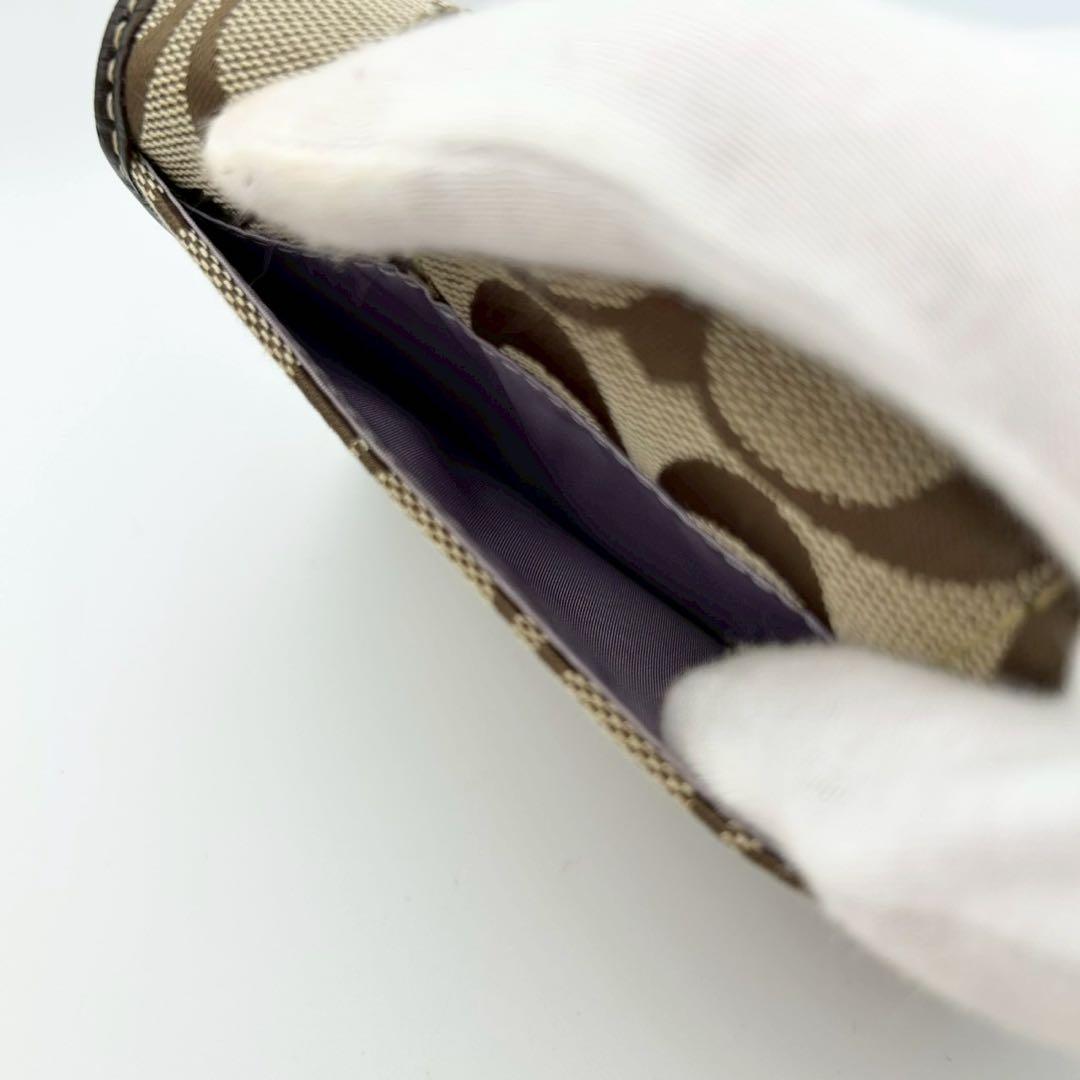 【超美品】COACH コーチ シグネチャー キャンバス 三つ折り財布 バックル