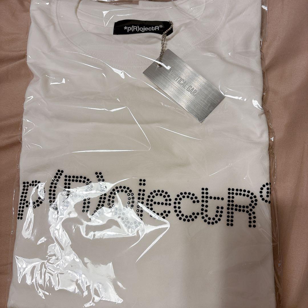 *p(R)ojectR® Rhinestone Logo LS Tee 白XL
