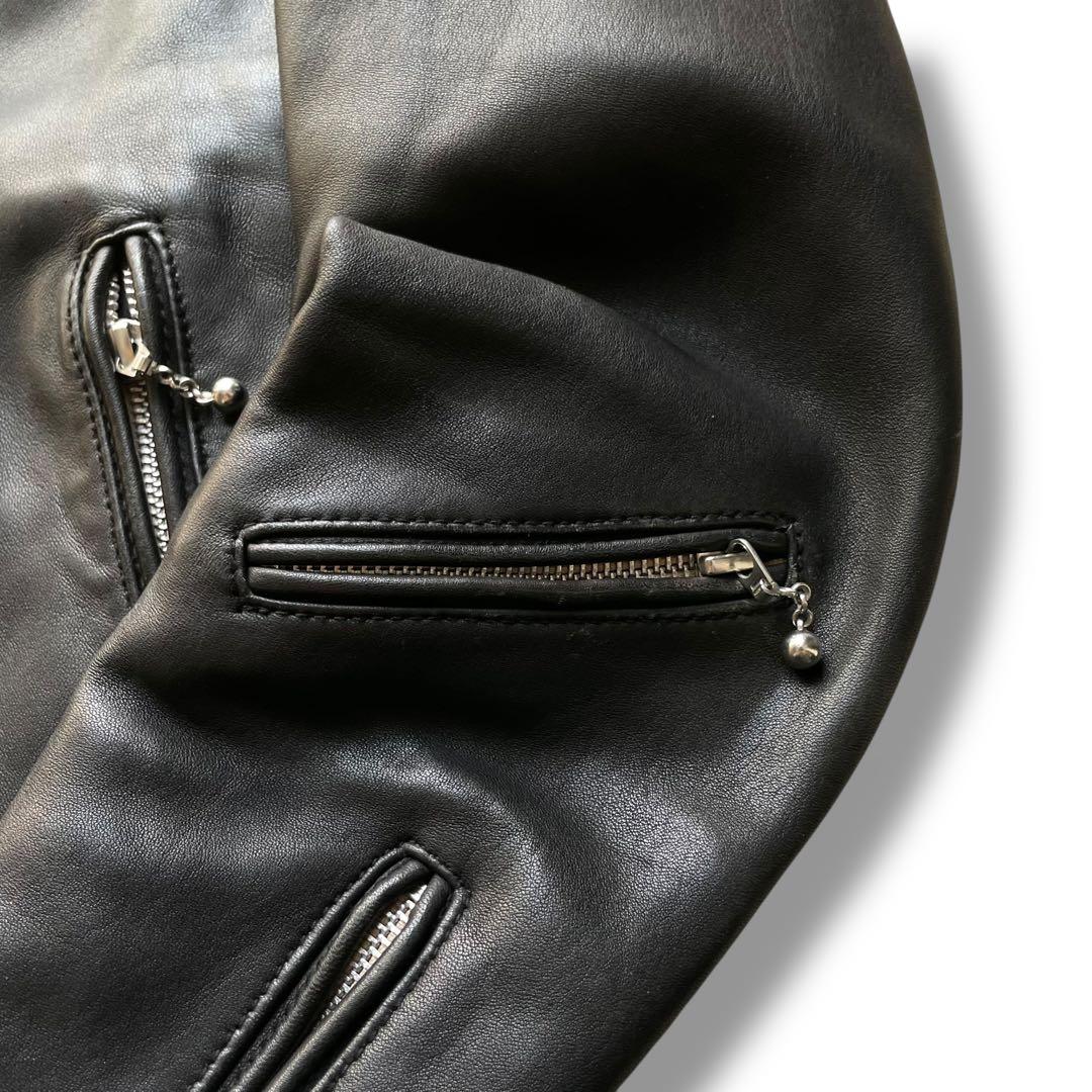 ナノユニバース ラムレザー ヴィンテージ シングル ライダース ジャケット S