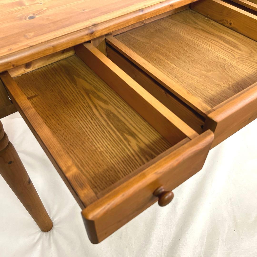 パイン材デスク・横幅120cm・作業台 引き出し付きテーブル・無垢材造り