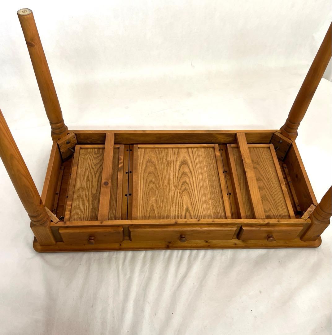 パイン材デスク・横幅120cm・作業台 引き出し付きテーブル・無垢材造り