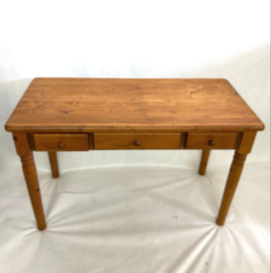 パイン材デスク・横幅120cm・作業台 引き出し付きテーブル・無垢材造り