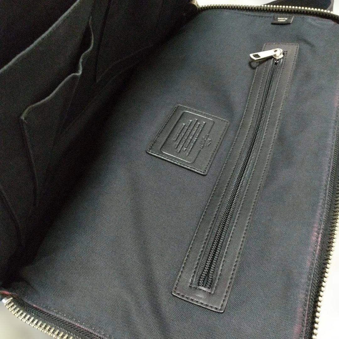 【美品】COACH コーチ ビジネスバッグ黒 レザー 刻印ロゴ A4収納可