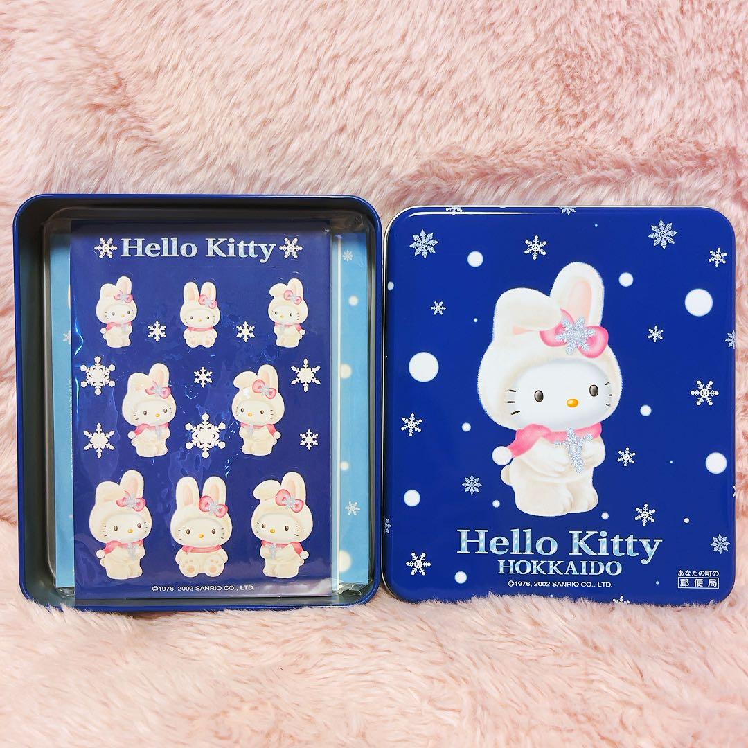 希少レア　ハローキティ　缶ケース　レターセット　北海道　雪ウサギ　2002