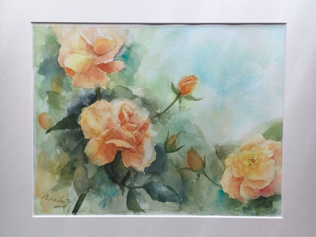 透明水彩画原画薔薇香りの薔薇ジャストジョーイ