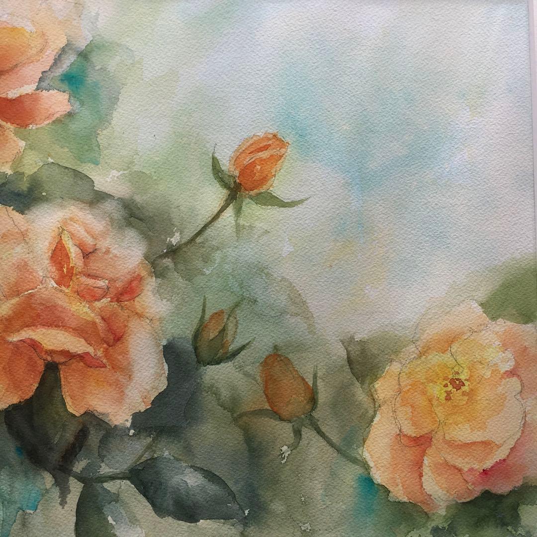 透明水彩画原画薔薇香りの薔薇ジャストジョーイ