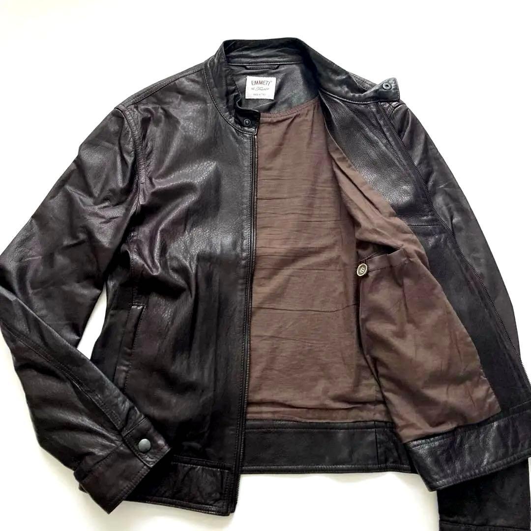 【極美品】EMMETI JURI　ラムスキンシングルライダースジャケット 46