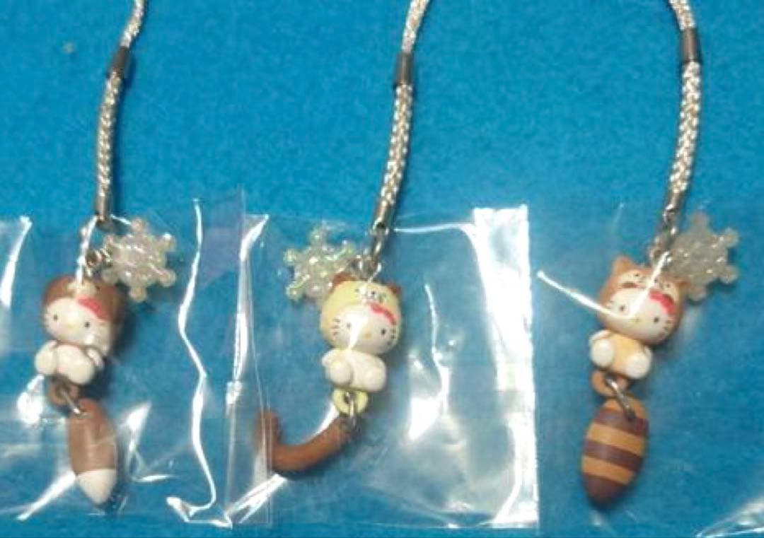 激レア☆しっぽ倶楽部☆ハローキティ☆冬季限定根付5種セット☆2002