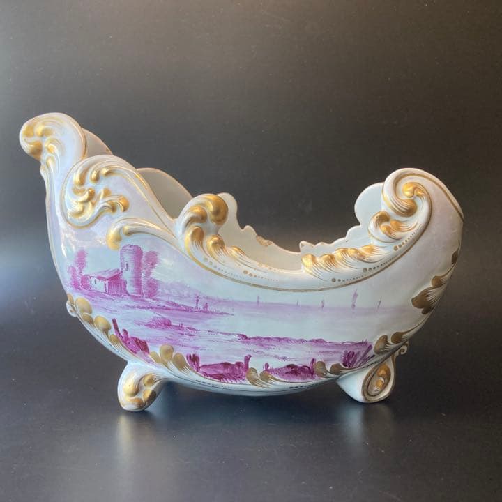 エミール・ガレ　軟質施釉陶器 湖畔風景文 帆船 昆虫絵図　鉢 ボウル 花瓶 花器