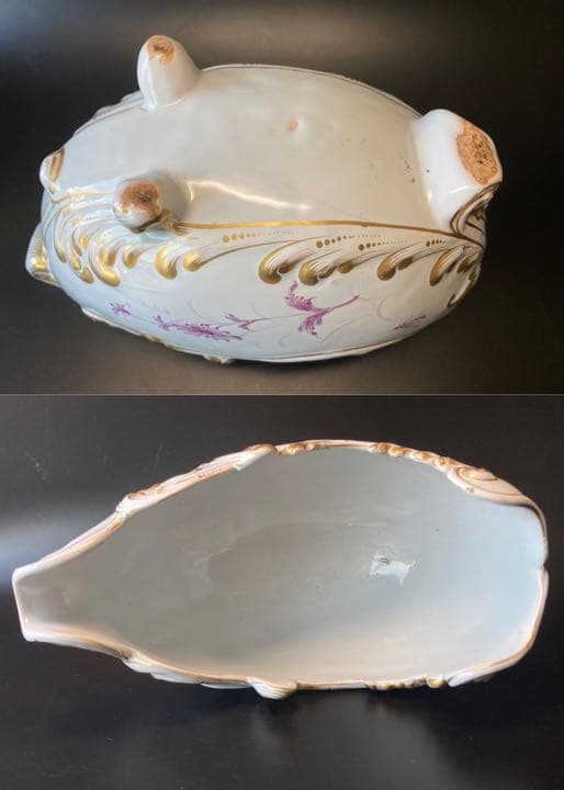 エミール・ガレ　軟質施釉陶器 湖畔風景文 帆船 昆虫絵図　鉢 ボウル 花瓶 花器