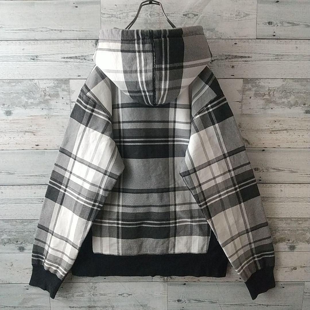 人気デザイン☆シュプリーム 刺繍 アーチロゴ チェック柄 パーカー M