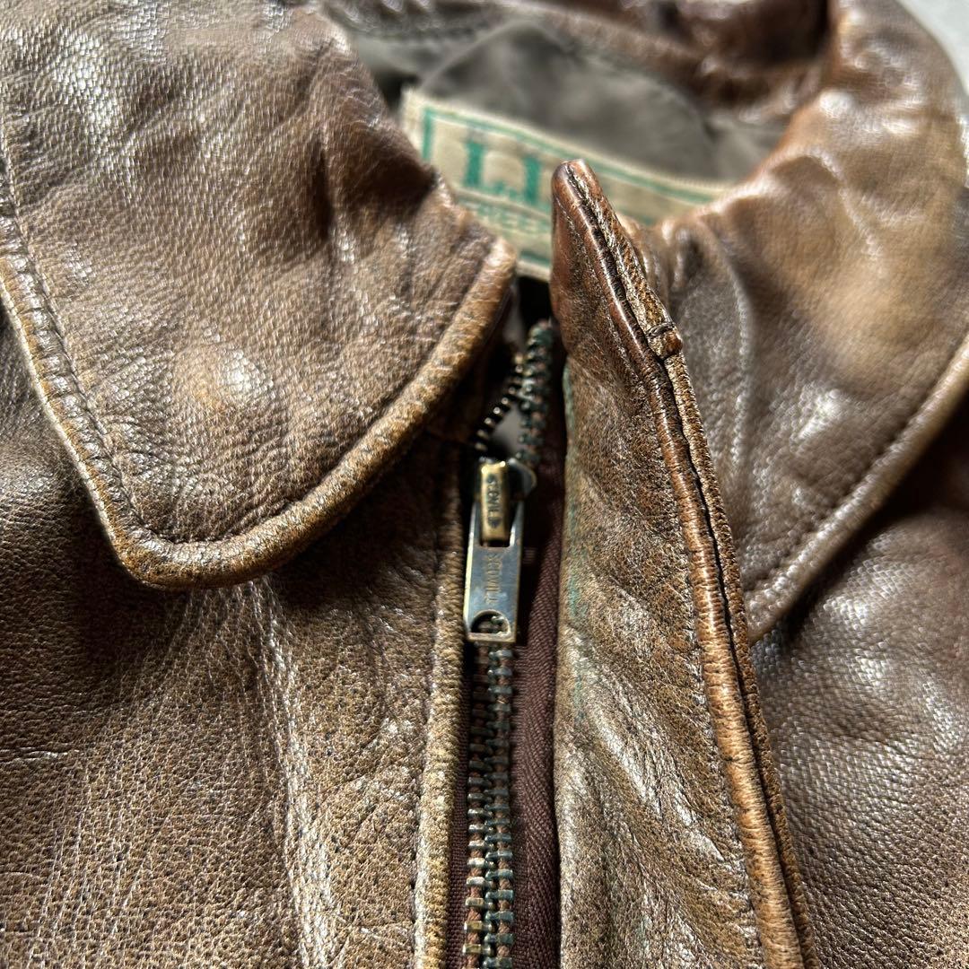 80s エルエルビーン A-2フライトジャケット USA製 ブラウン 46 本革