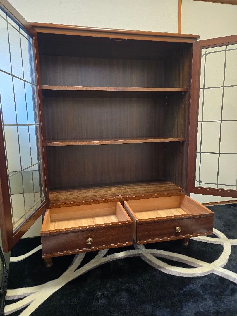 メープル不二屋 ガラス扉 キャビネット メープル不二家 マホガニー 神戸元町家具