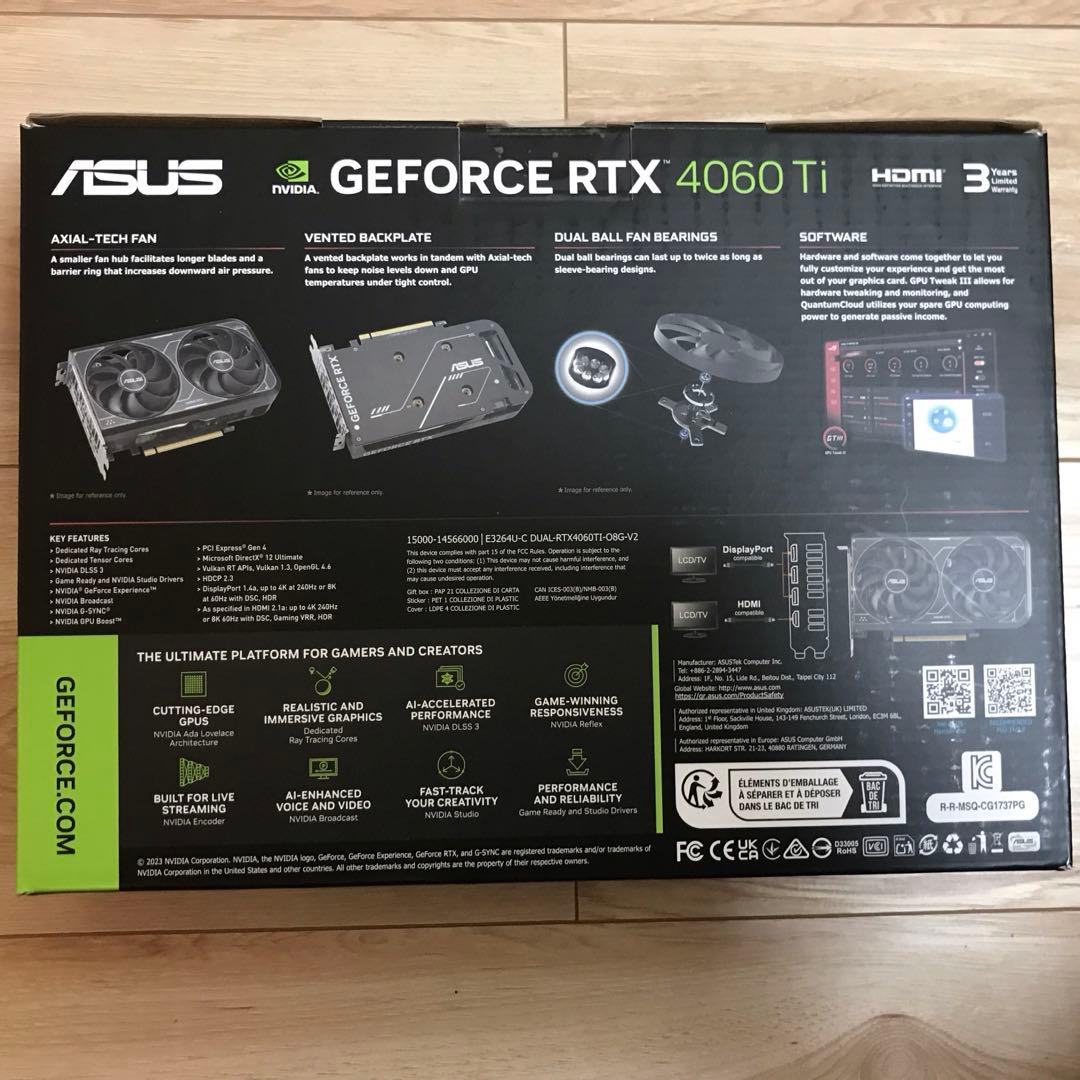 【新品・未使用】DUAL-RTX4060TI-O8G-V2