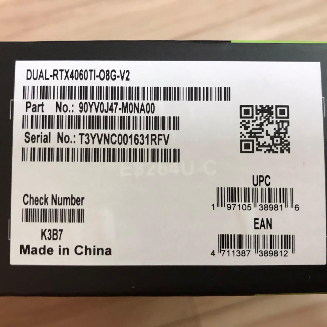 【新品・未使用】DUAL-RTX4060TI-O8G-V2