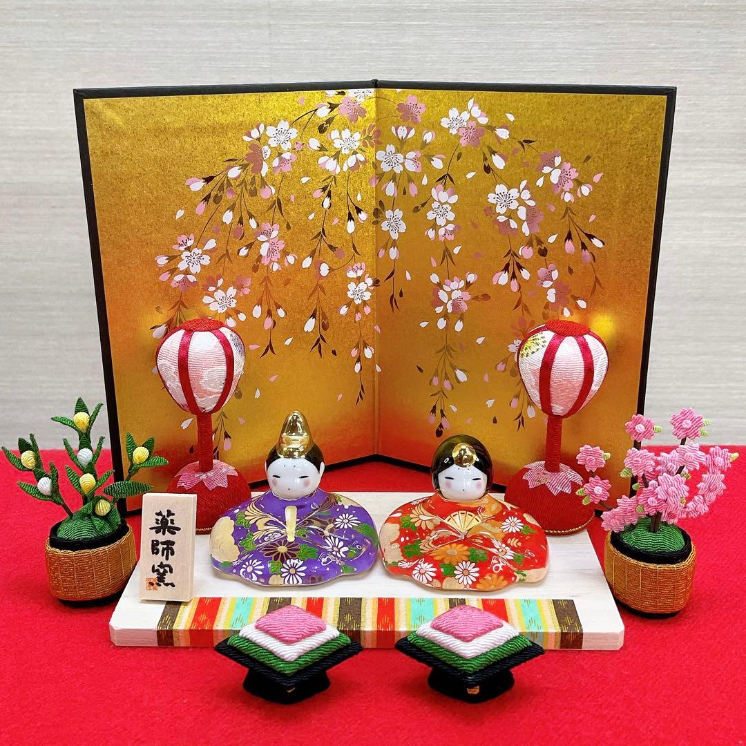 雛飾り小道具【桜ぼんぼり小＆桜橘＆菱餅】お雛様 雛人形 ちりめん細工 新品