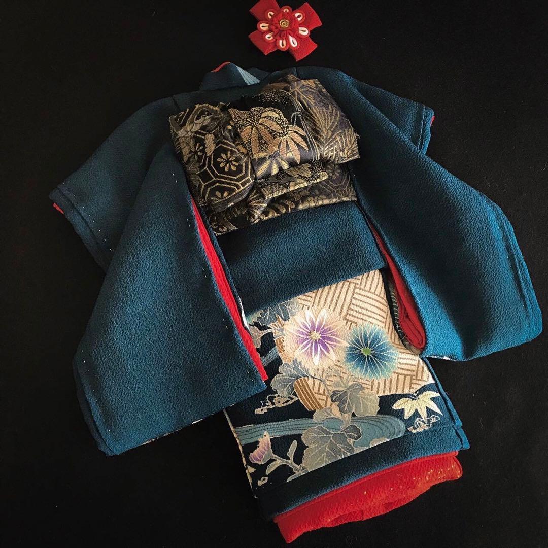 ＊ 市松人形 10号 アンティーク 着物 帯 ＊ 色留袖 大正