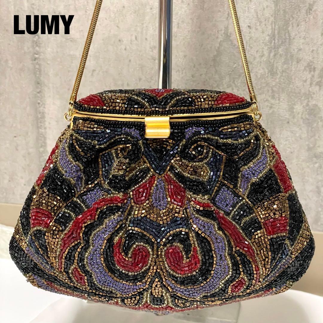 美品 LUMYはしもと パーティバッグ ビーズバッグ 皇室御用達 モルティ 装飾
