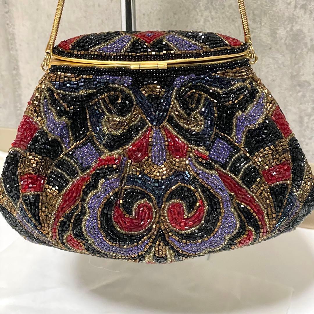 美品 LUMYはしもと パーティバッグ ビーズバッグ 皇室御用達 モルティ 装飾