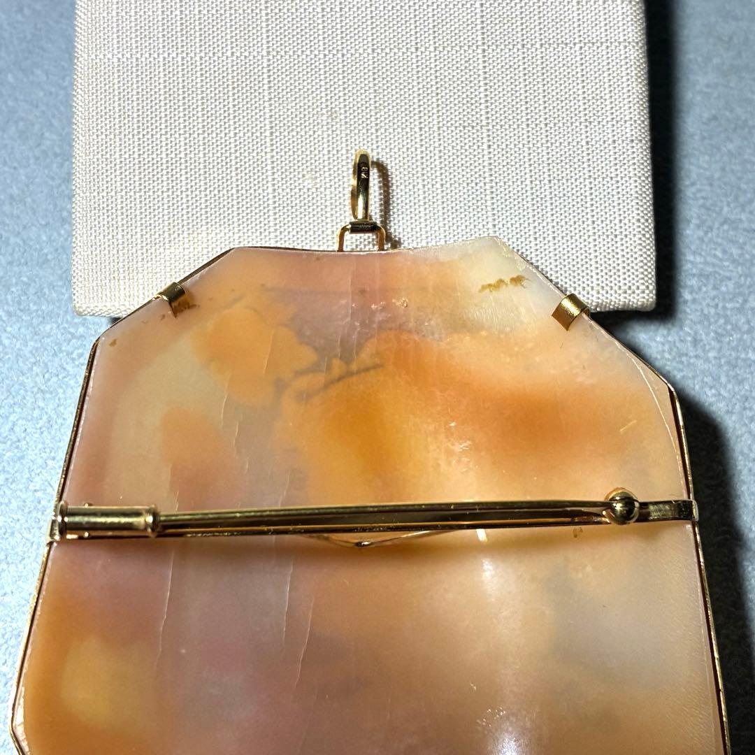 K18 シェルカメオ ペンダントブローチ