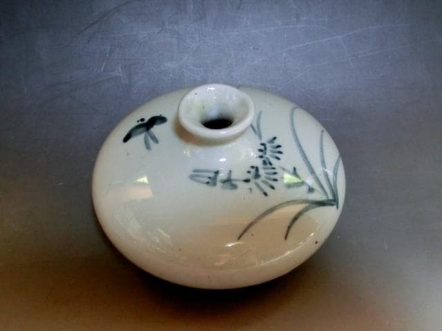 油壷■染付唐草鳥紋油壺 花器 砂高台 古玩 唐物 古美術 時代物 骨董品■